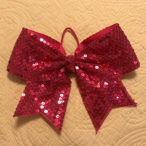 Hot pink sequins cheer bow